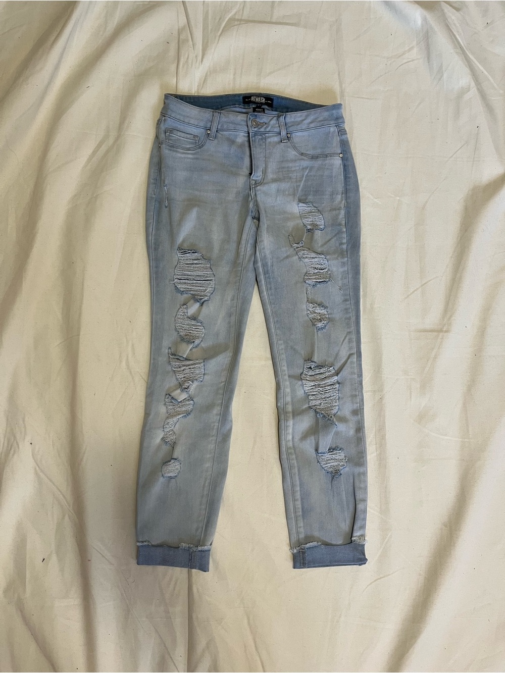 Rewash Light Blue Distressed Boyfriend Jeans. Size 5